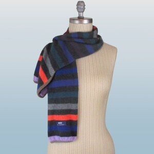 100% Mongolian Cashmere Scarf Grey Multi Striped Unisex